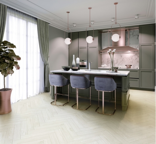 Виниловый ламинат SPC "Cronafloor" Herringbone Дуб Нант (640*128*4,5 мм) — купить в Белгороде