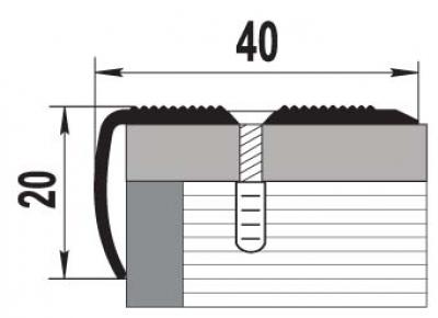 Порожек алюминиевый ПУ-06 (1800*40*20 мм)