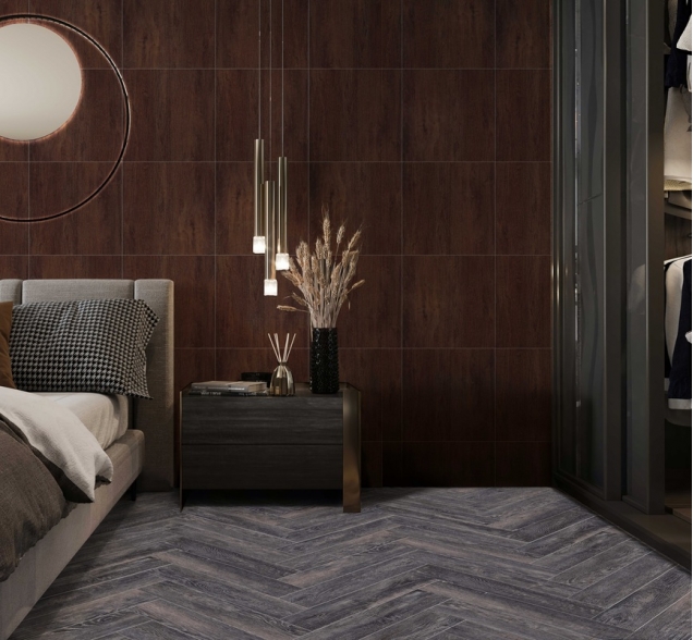 Виниловый ламинат SPC "Cronafloor" Herringbone Дуб Бордо (640*128*4,5 мм) — купить в Белгороде